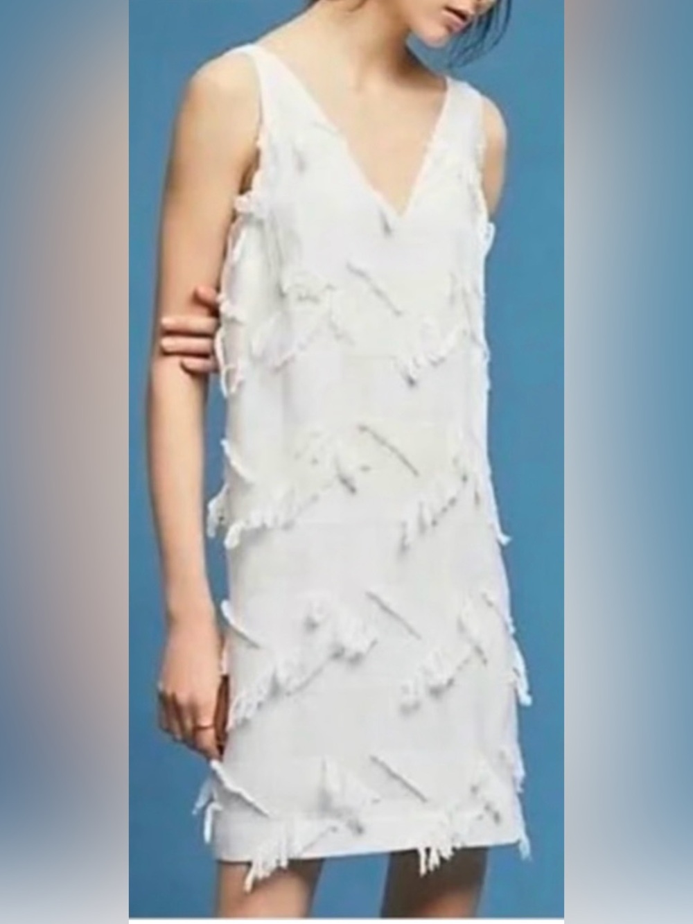 Maeve White Dress With Fringe Details Women’s Size 0